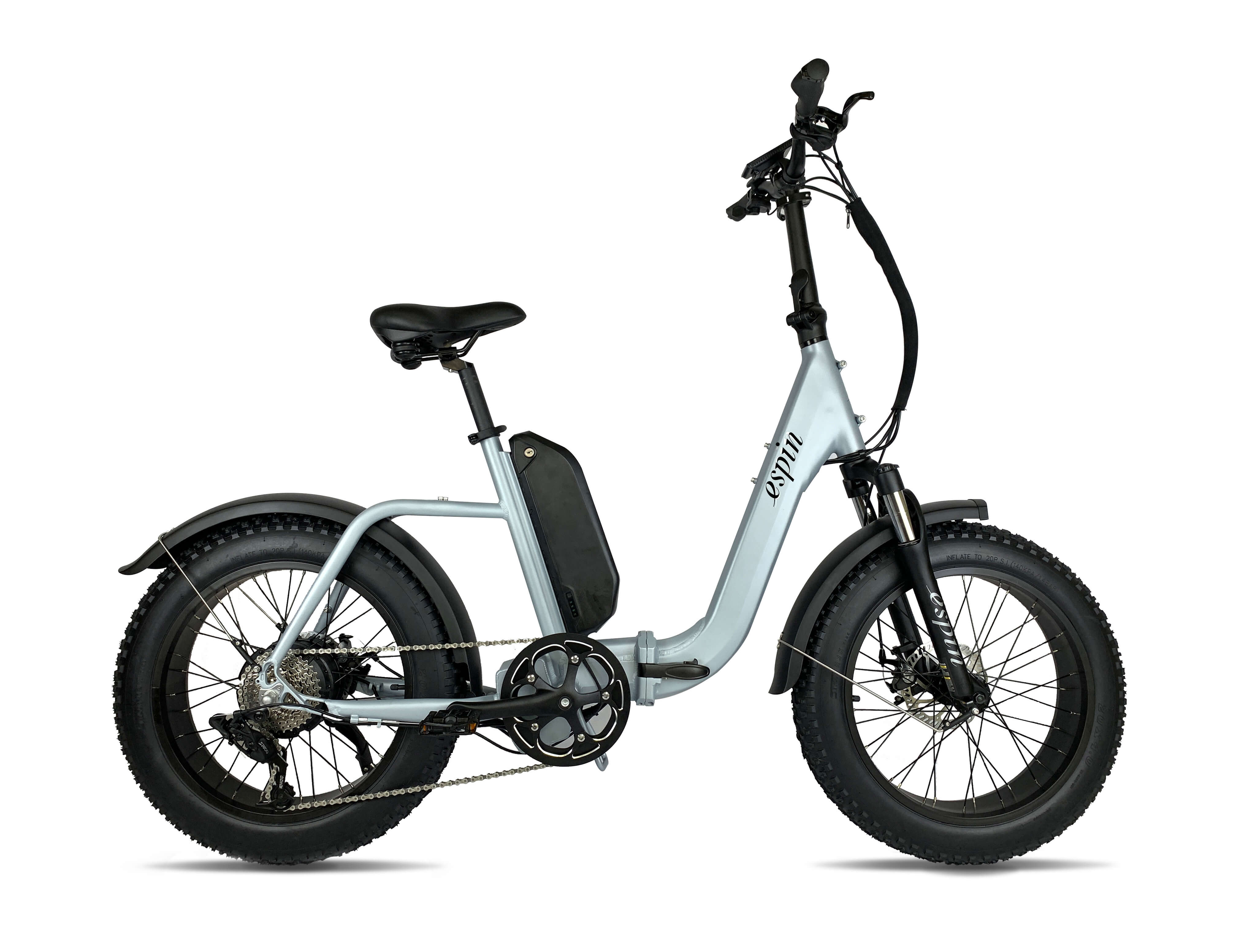 Espin nesta Folding Fat Tire Electric Bike & City Bicycle & urban commuter & cruise bikes is a capable and affordable fat tire off-road electric bike with step-through frame that is ready to conquer any and all terrain